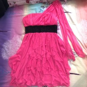 ROBERTA one shoulder hot pink dress